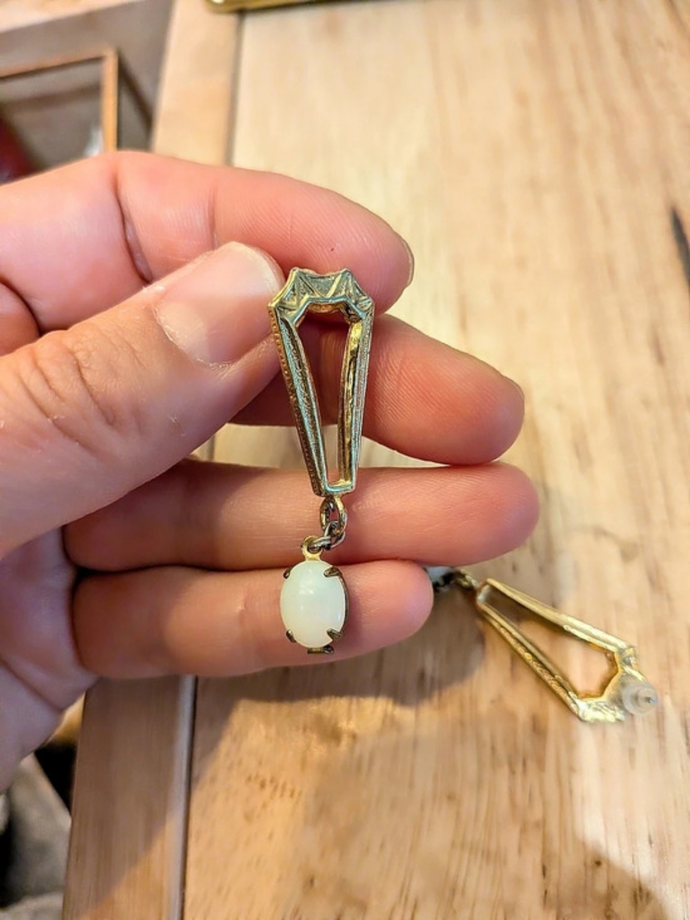 Gold & White Drop Earrings